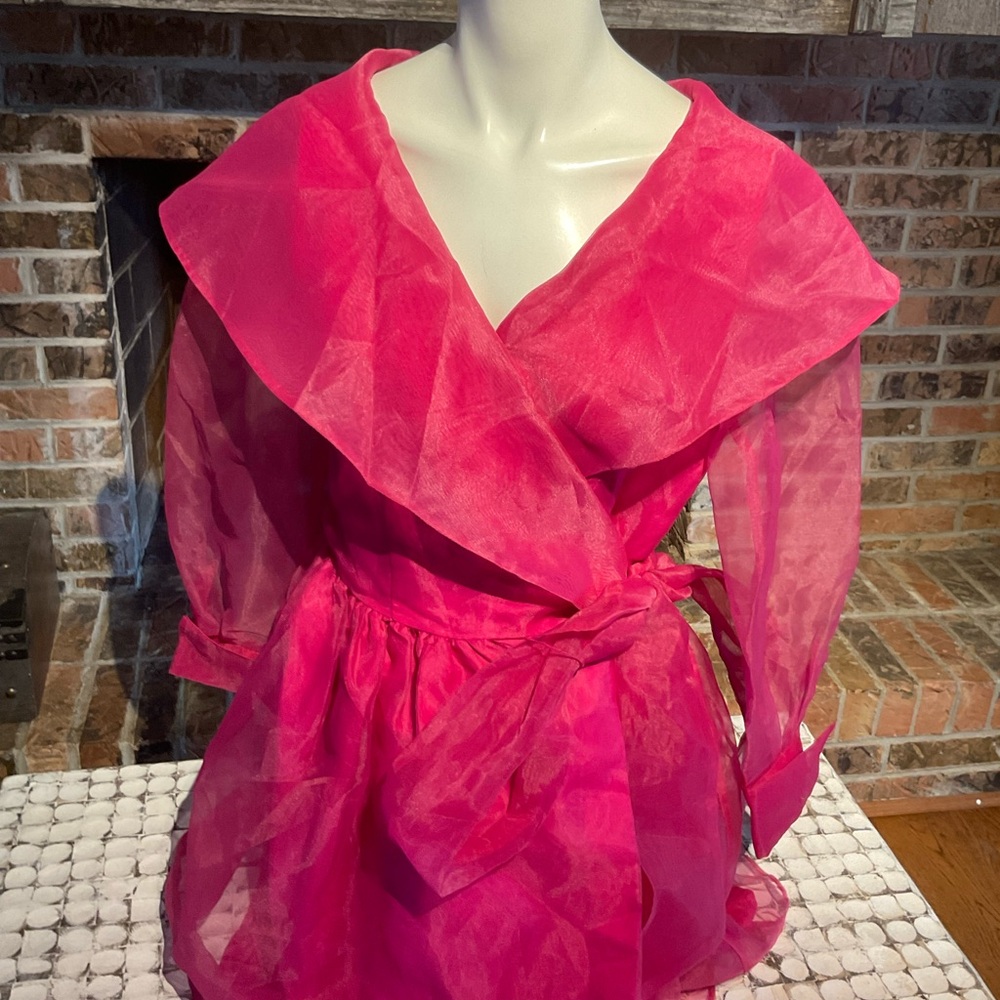 VTG positively ELLYN vibrant pink wrap mini Dress made in USA